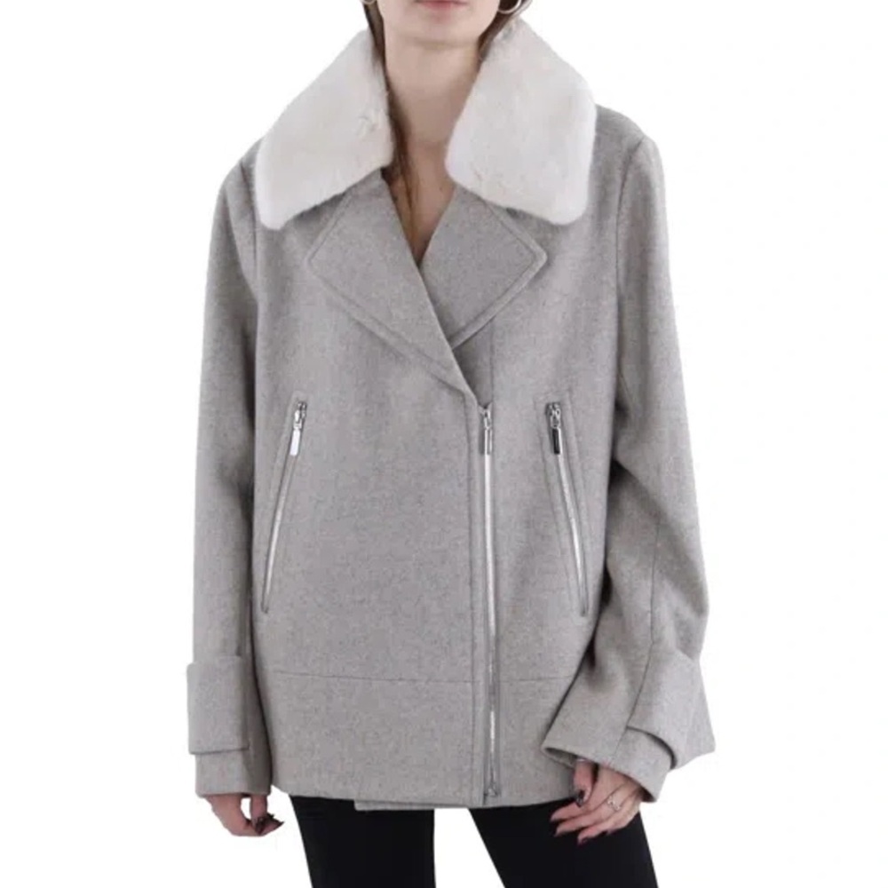 LAUNDRY by SHELLI SEGAL size XL
Heathered gray Moto style coat/jacket with faux